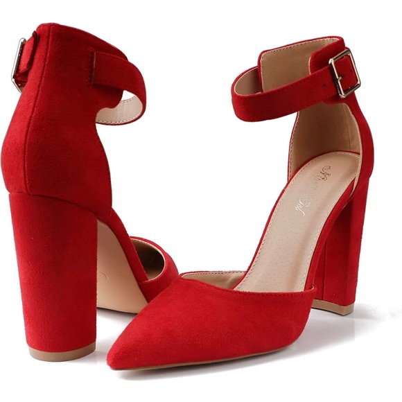 Red suede high heels - Picture 6 of 11